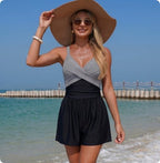 Women's Solid Color Quick-Dry Tankini Set