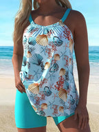 Women's Sky Blue Quick-Dry Two-Piece Tankini